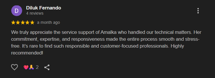5-star Google review from Diluk Fernando